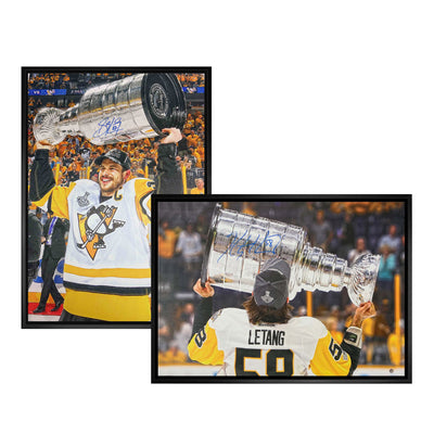 Kris Letang and Sidney Crosby Pittsburgh Penguins Signed Framed 20x29 Canvas Bundle