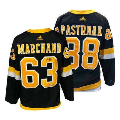 Pastrnak and Marchand Signed Boston Bruins Adidas Authentic Jersey Bundle