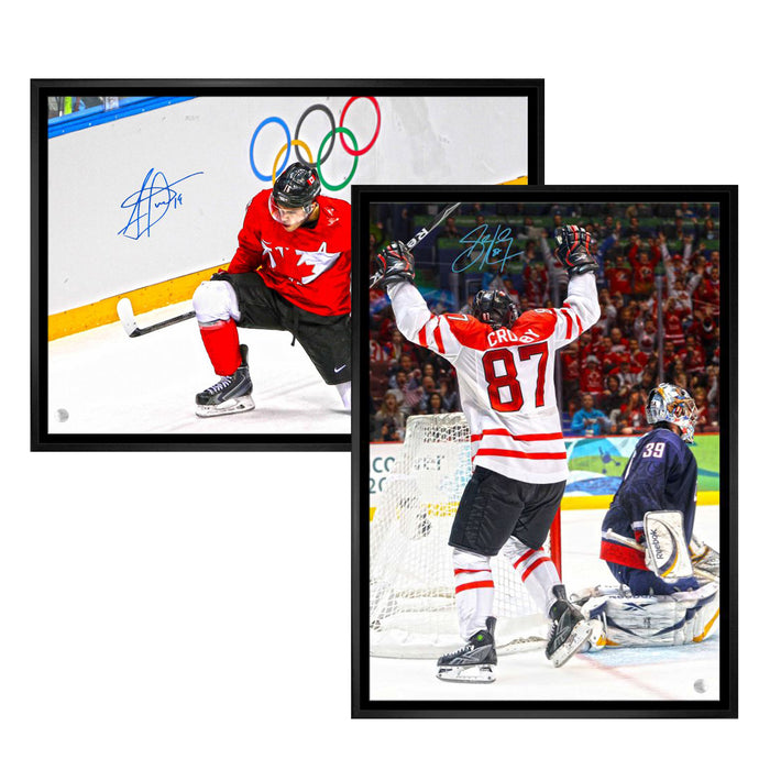 Jonathan Toews and Sidney Crosby Signed 20x29 Canvas Framed Canada Bundle