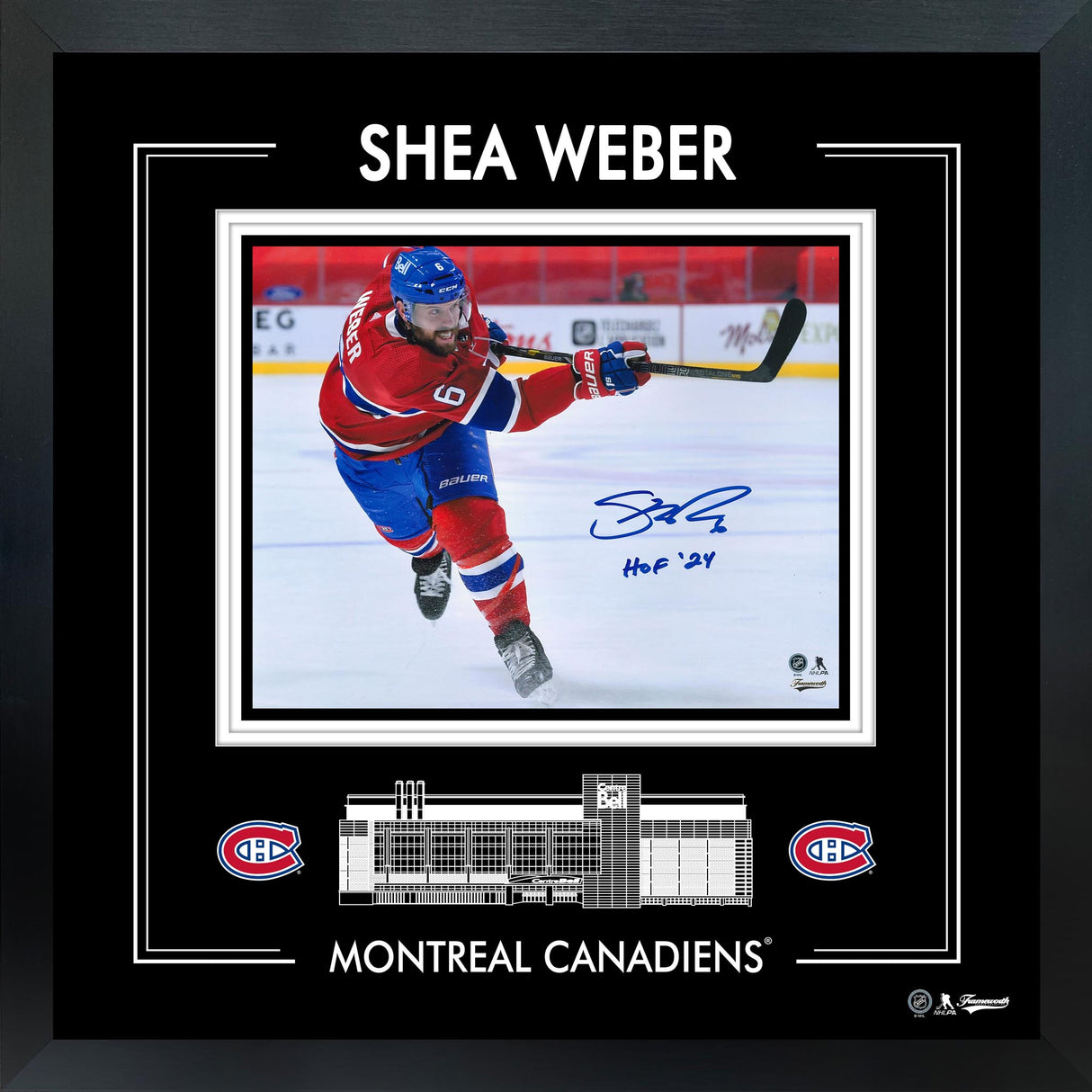 Shea Weber Signed 8x10 Framed PhotoGlass Montreal Canadiens Shooting-H Insc HOF'24