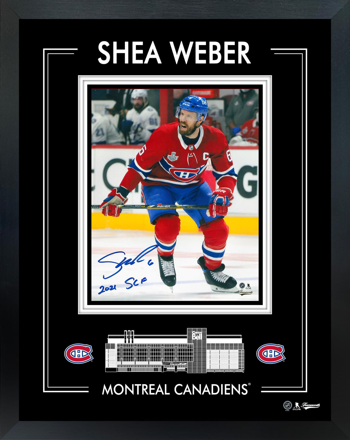 Shea Weber Signed 8x10 Framed PhotoGlass Montreal Canadiens Red Action-V Insc 2021 SCF