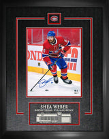 Shea Weber Signed 8x10 Etched Mat Montreal Canadiens Red Action with Puck-V