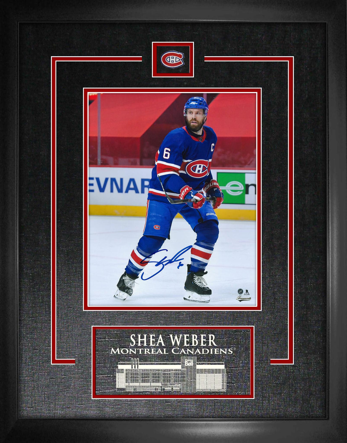 Shea Weber Signed 8x10 Etched Mat Montreal Canadiens Blue Action-V