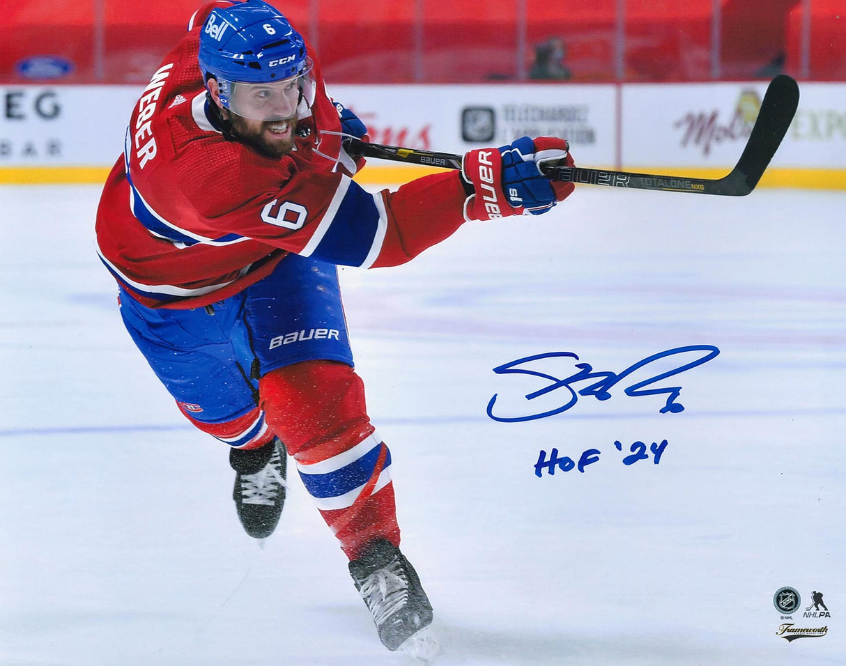 Shea Weber Signed 8x10 Montreal Canadiens Shooting-H Insc HOF'24