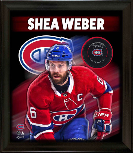 Shea Weber Signed Puck Framed PhotoGlass Montreal Canadiens Official Game Puck - Frameworth Sports Canada 