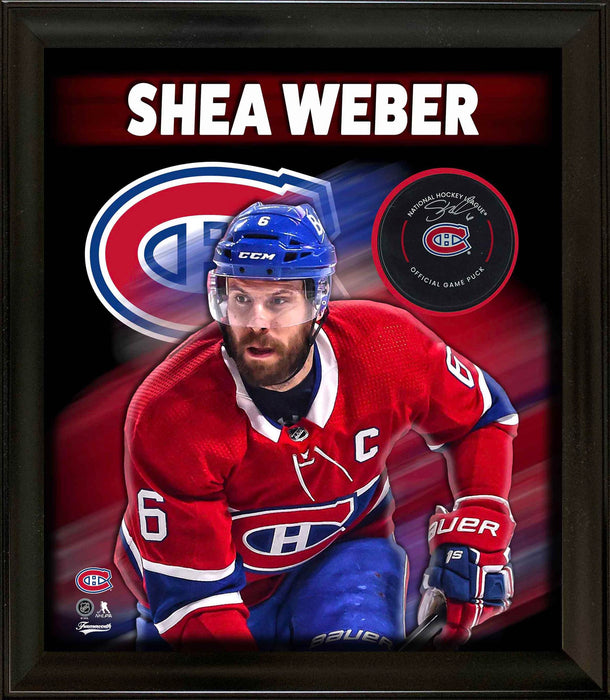 Shea Weber Signed Puck Framed PhotoGlass Montreal Canadiens Official Game Puck