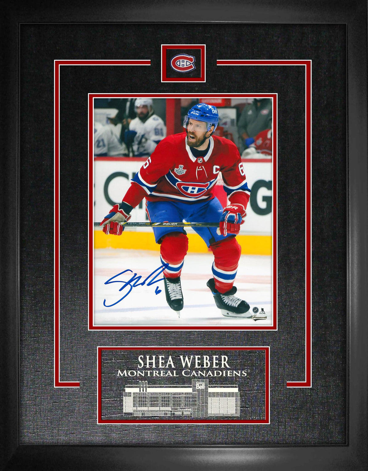 Shea Weber Signed 8x10 Etched Mat Montreal Canadiens Red Action-V