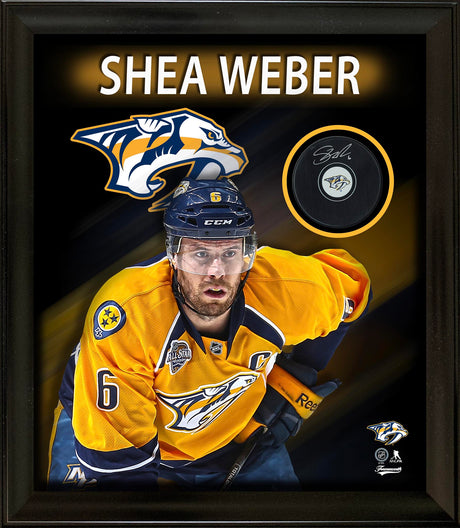 Shea Weber Signed Puck Framed PhotoGlass Nashville Predators Puck - Frameworth Sports Canada 