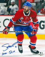 Shea Weber Signed 8x10 Montreal Canadiens Red Action-V Insc 2021 SCF