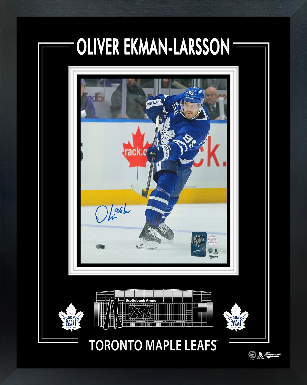 Oliver Ekman-Larsson Signed 8x10 Framed PhotoGlass Maple Leafs Shooting-V