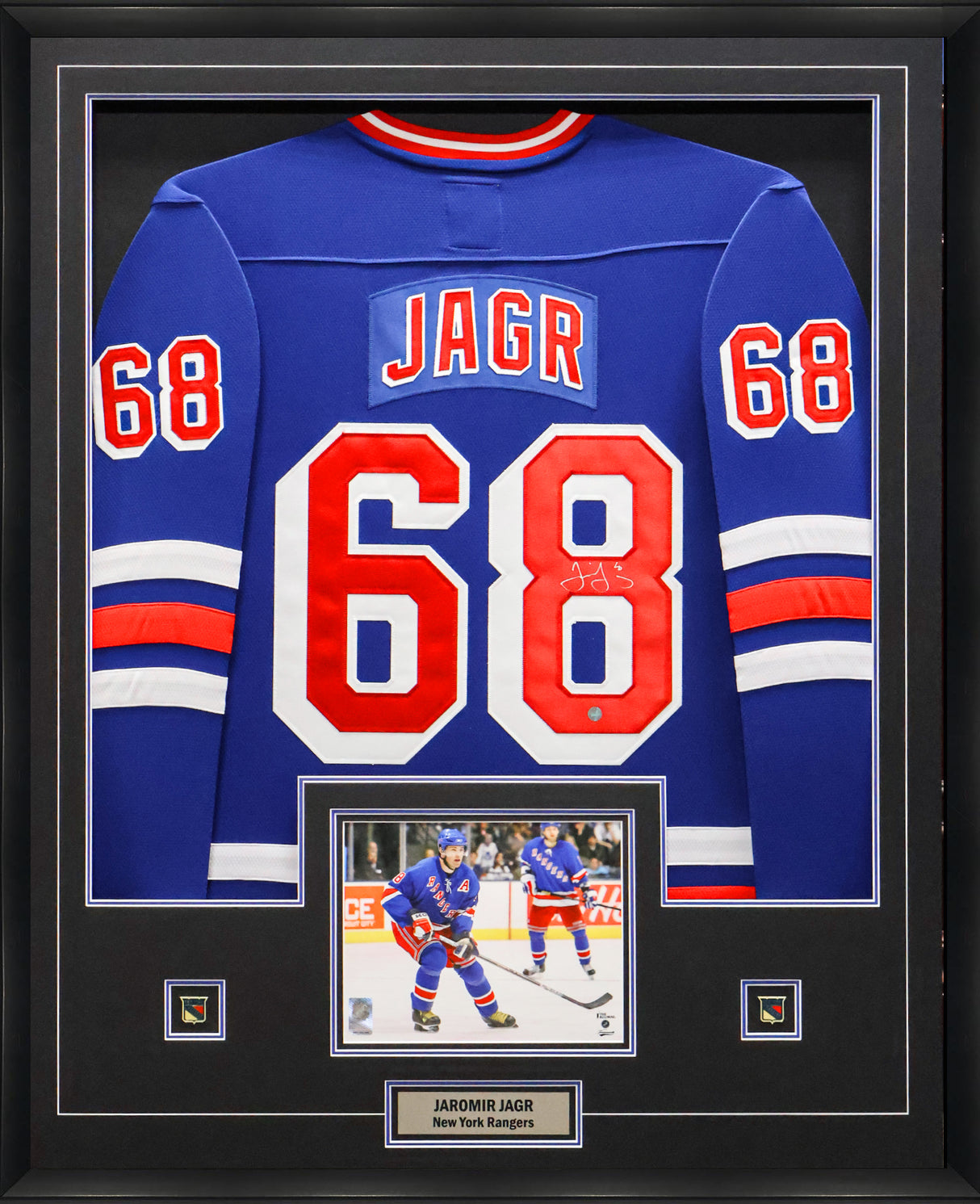 Jaromir Jagr Signed Framed Jersey New York Rangers Fanatics Blue Vintage - Frameworth Sports Canada 