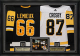 Sidney Crosby and Mario Lemieux Dual-Signed Jersey Framed Pittsburgh Penguins - Frameworth Sports Canada 