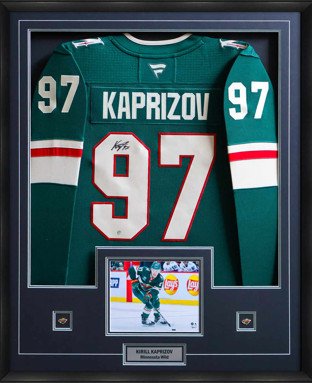 Kirill Kaprizov Signed Framed Jersey Minnesota Wild Green 2024 Fanatics Premium