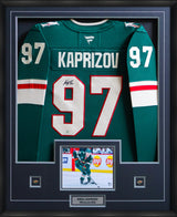 Kirill Kaprizov Signed Framed Jersey Minnesota Wild Green 2024 Fanatics Premium