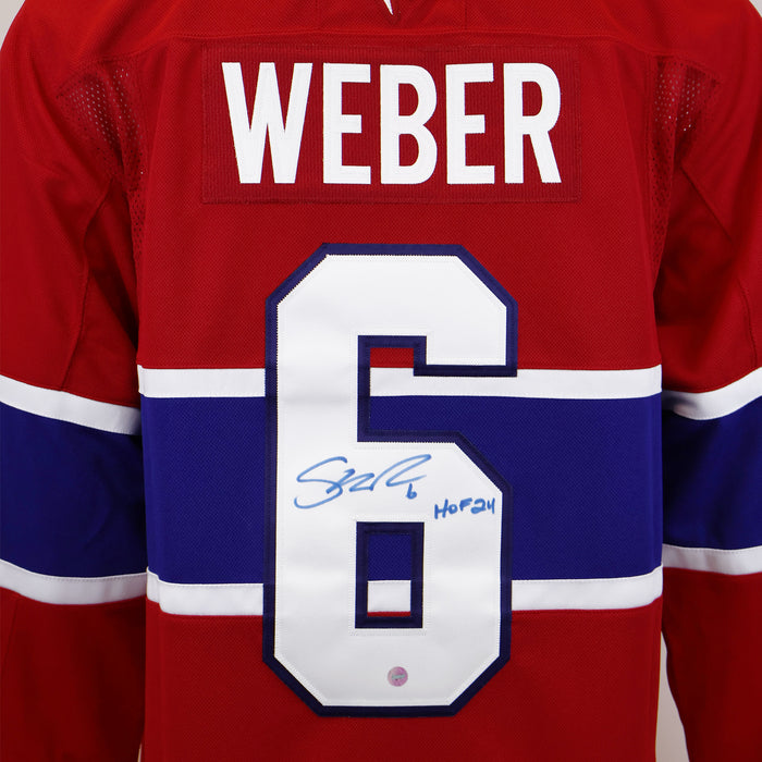 Shea Weber Signed Jersey Montreal Canadiens Red Fanatics Premium with HOF 2024 Inscription