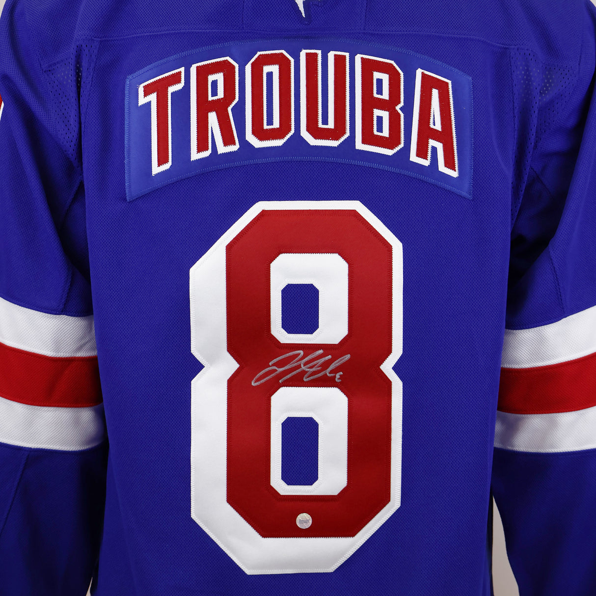 Jacob Trouba Signed Jersey New York Rangers Blue 2024 Fanatics Premium - Frameworth Sports Canada 