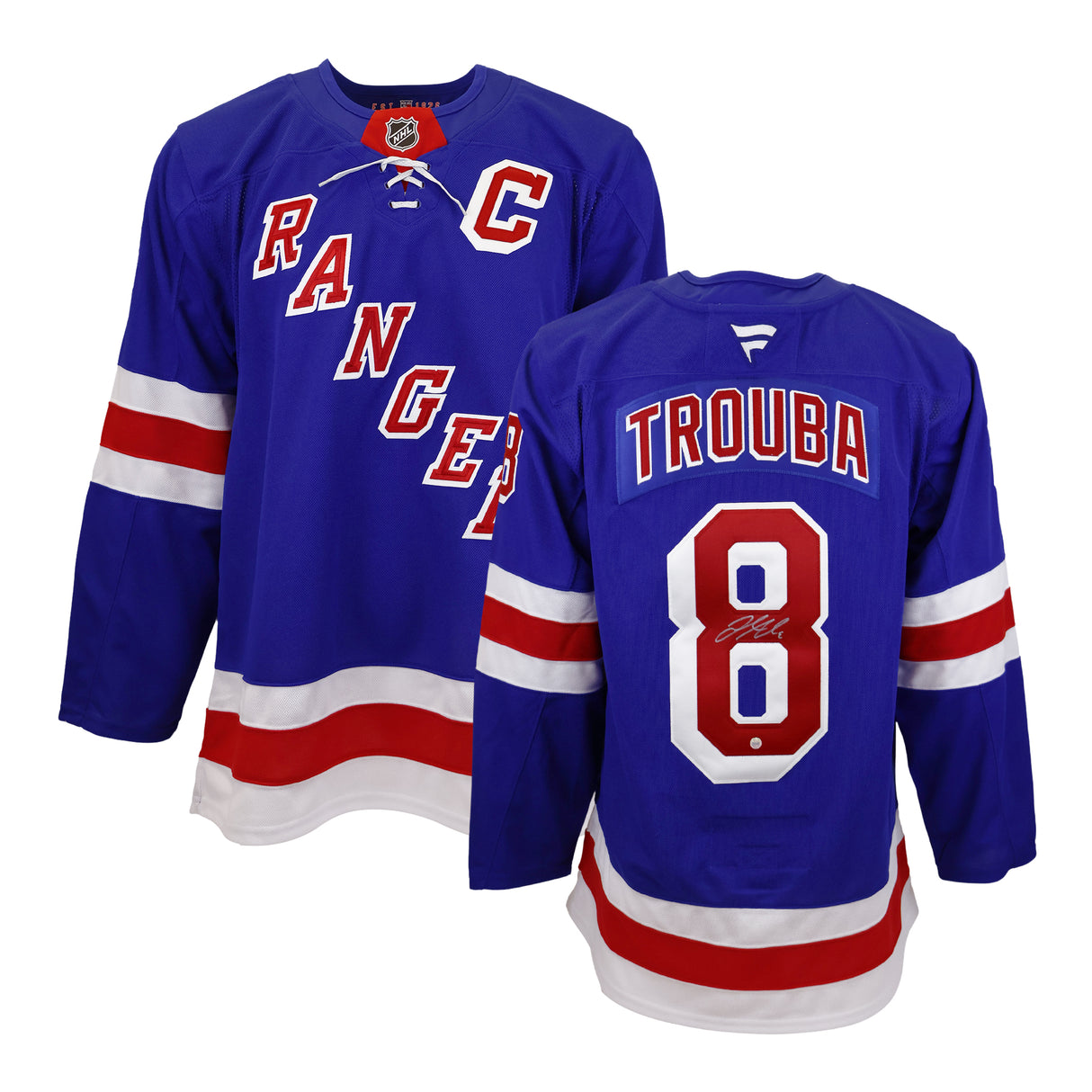 Jacob Trouba Signed Jersey New York Rangers Blue 2024 Fanatics Premium - Frameworth Sports Canada 