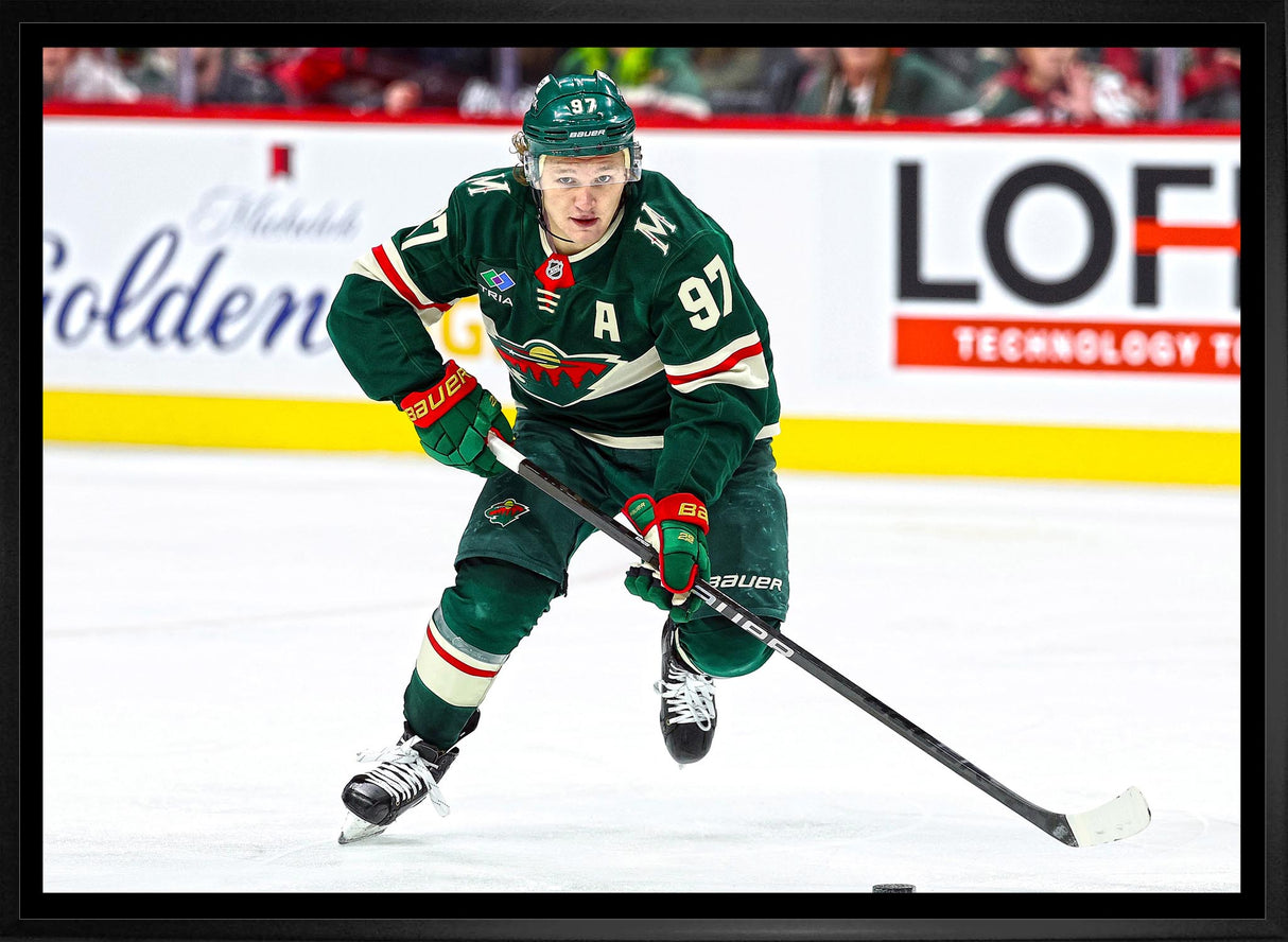 Kirill Kaprizov 20x29 Framed Canvas Minnesota Wild - Frameworth Sports Canada 