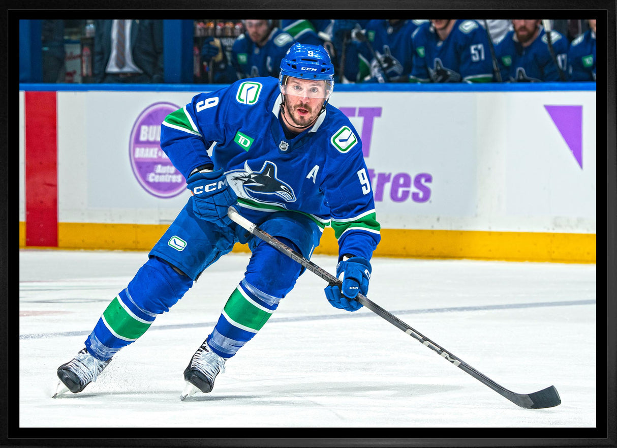 Jonathan Tanner Miller 20x29 Framed Canvas Vancouver Canucks - Frameworth Sports Canada 