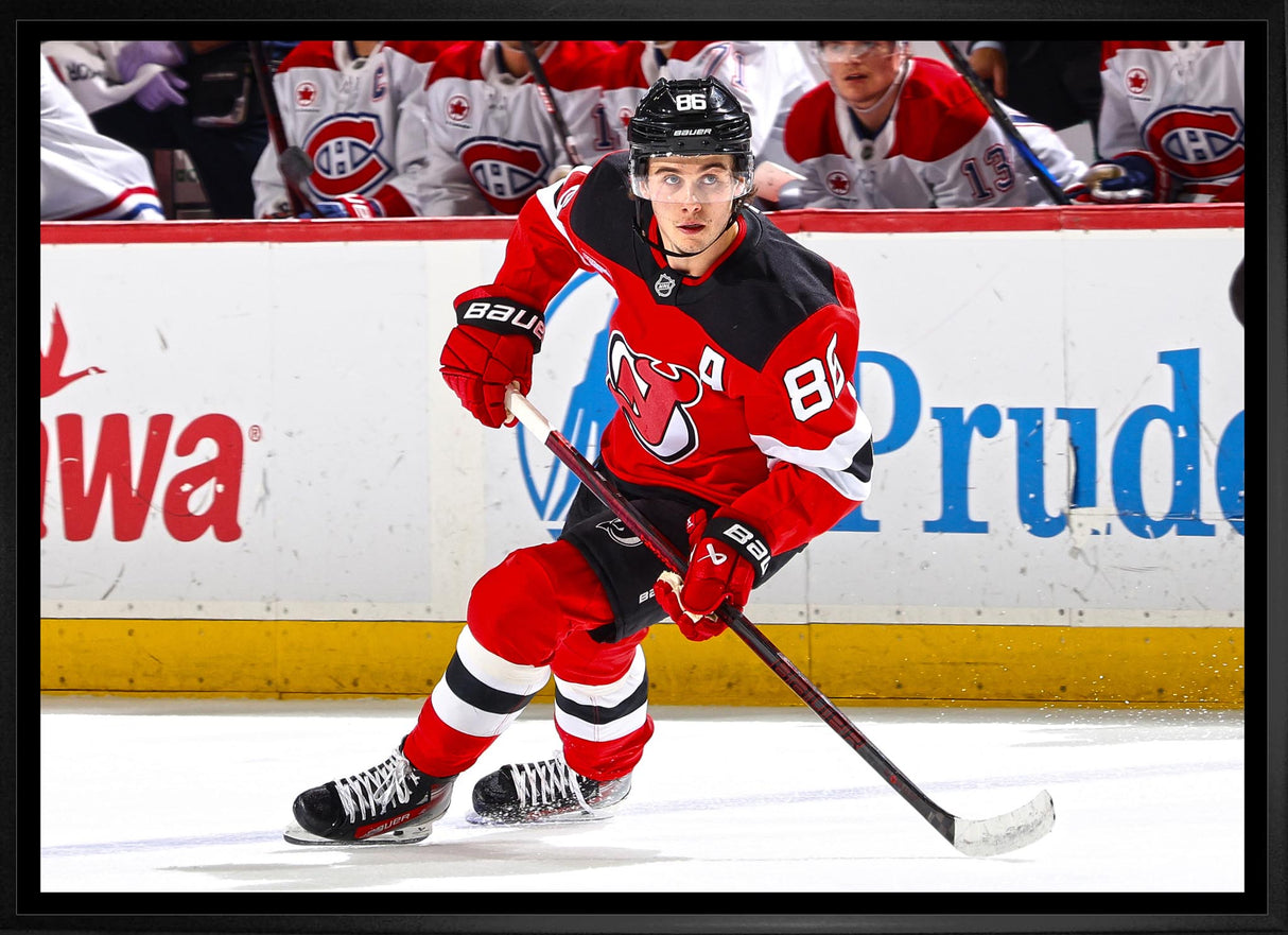 Jack Hughes 20x29 Framed Canvas New Jersey Devils