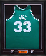 Larry Bird Signed Framed Jersey Boston Celtics Green Authentic Mitchell and Ness