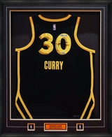 Stephen Curry Signed Framed Jersey Golden State Warriors Black Nike City Edition Swingman