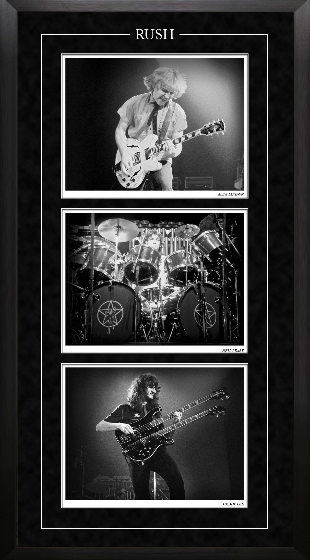 RUSH Framed Triple Black & White Photo Collage Vertical