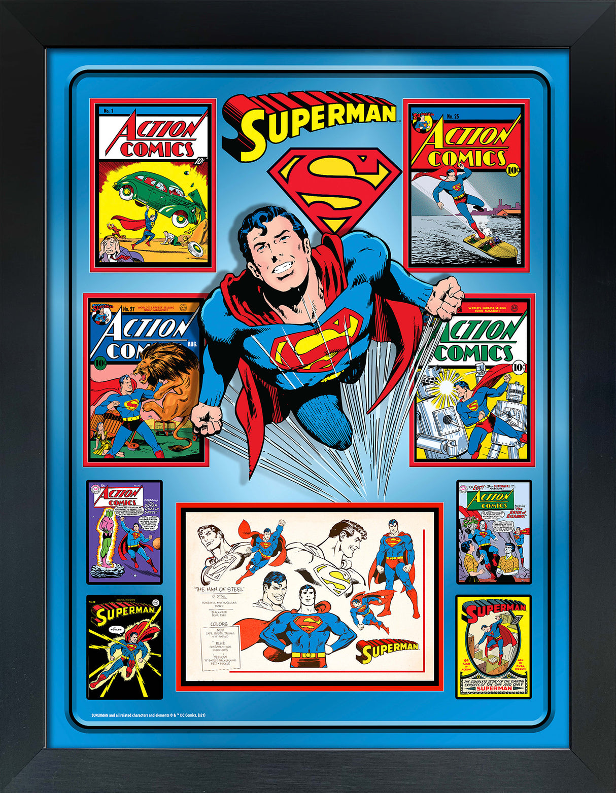 Superman Framed Comic Book Collage