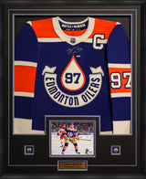 Connor McDavid Signed Jersey Edmonton Oilers Framed 34x42 2023 Heritage Adidas Jersey