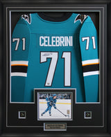 Macklin Celebrini Signed Jersey Framed San Jose Sharks Home Fanatics Breakaway