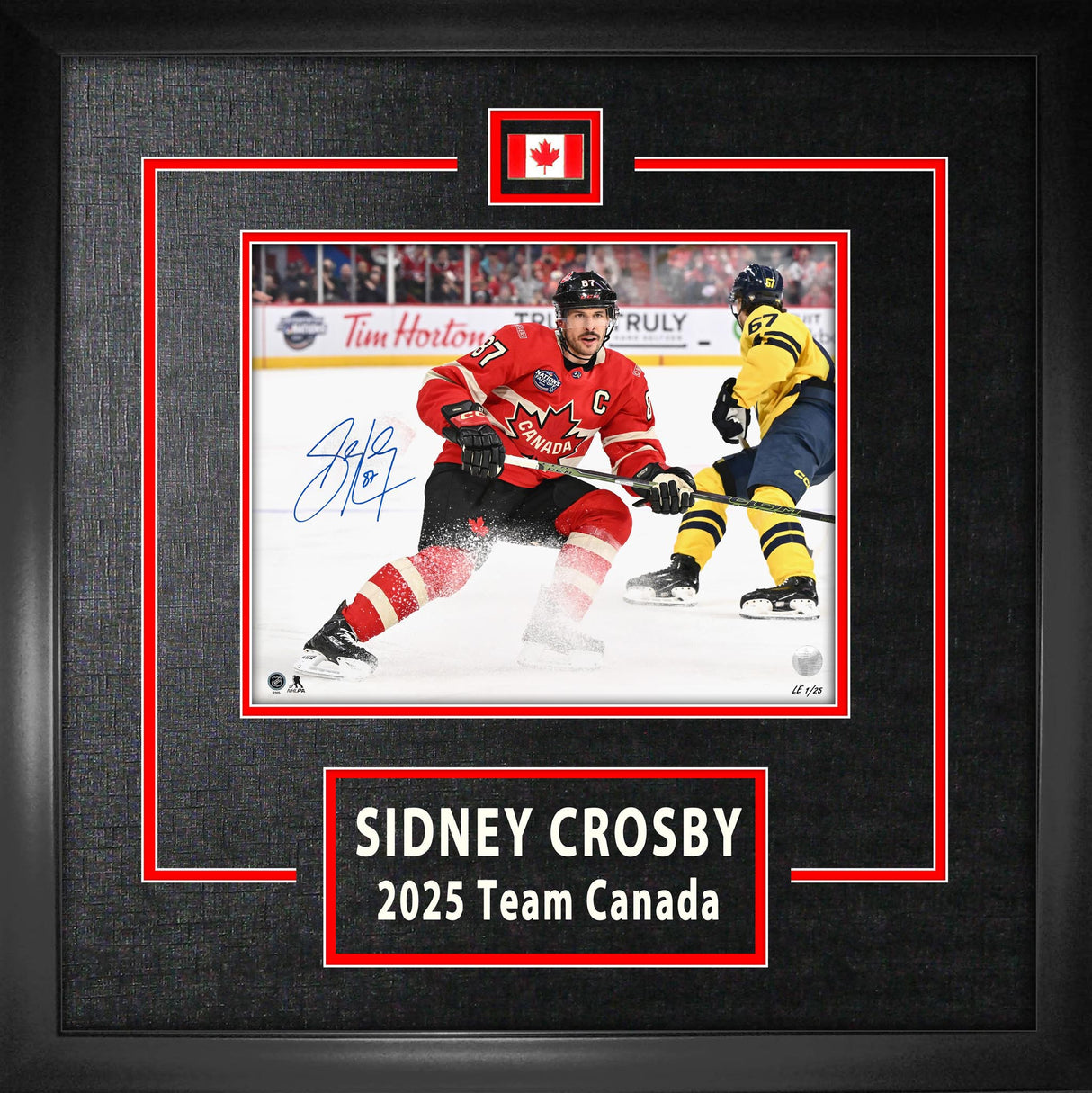 Sidney Crosby Signed 8x10 Framed Etched Mat Canada Four Nation Tournament (Limited Edition of 25)