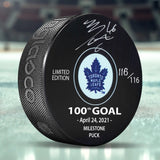 Mitch Marner Signed Puck Milestone 100 Goals LE116