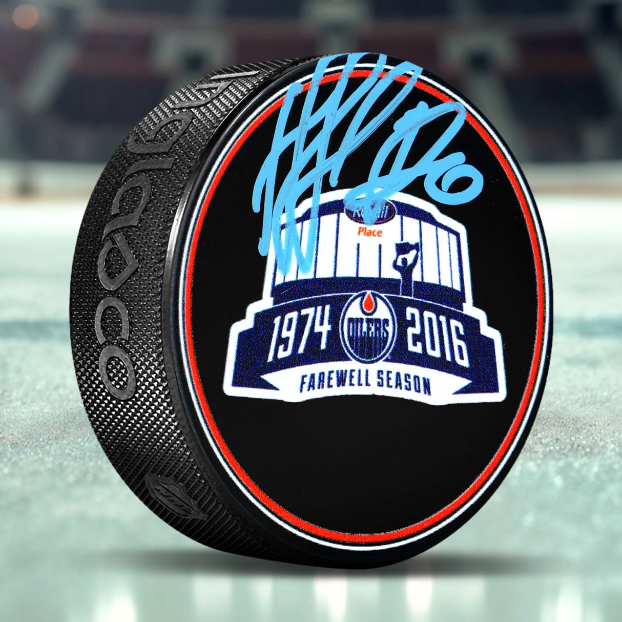 Nail Yakupov Edmonton Oilers Signed Rexall Place Farewell Season Puck