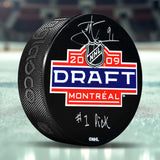 John Tavares Signed 2009 NHL Draft Puck with "1st Pick" Inscribed