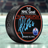 Nail Yakupov Edmonton Oilers Signed 1st NHL Goal Puck