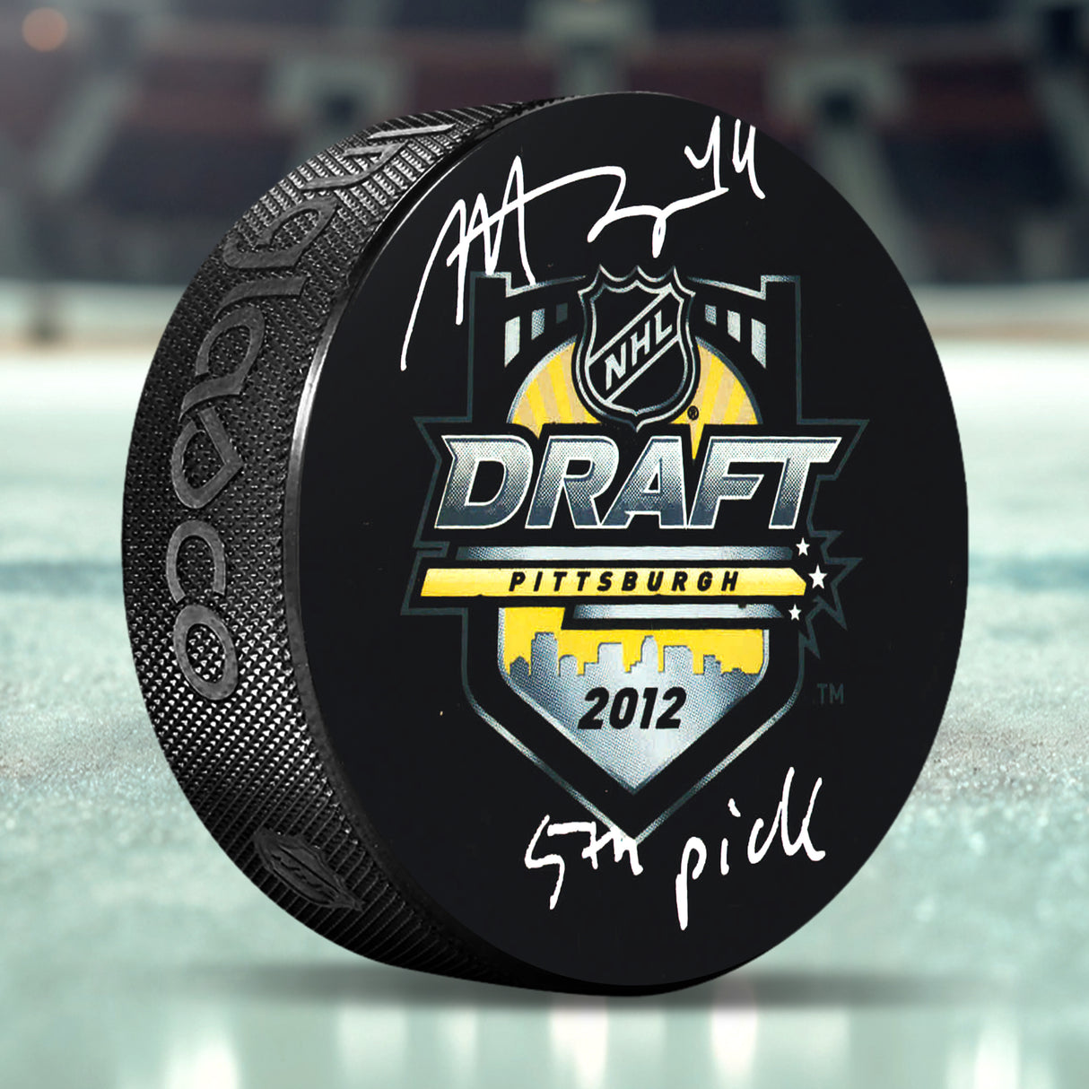 Morgan Rielly Toronto Maple Leafs Signed 2012 NHL Draft Puck with "5th Pick" Inscribed