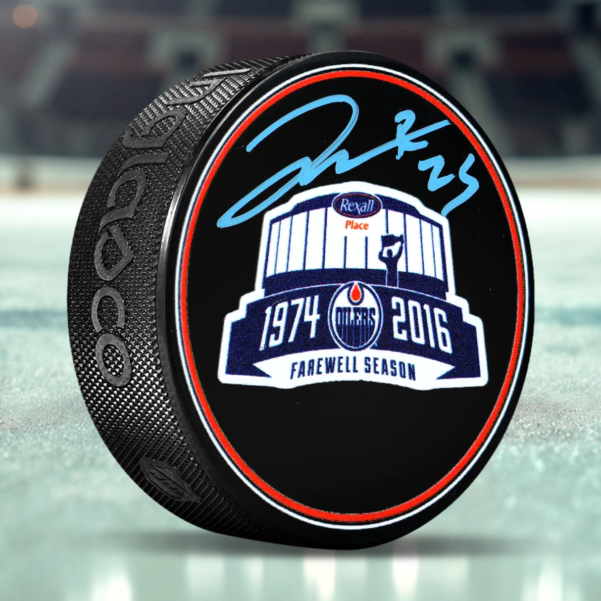 Darnell Nurse Edmonton Oilers Signed Rexall Place Farewell Season Puck