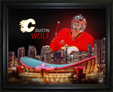 Dustin Wolf 16x20 Framed Skyline Print Calgary Flames