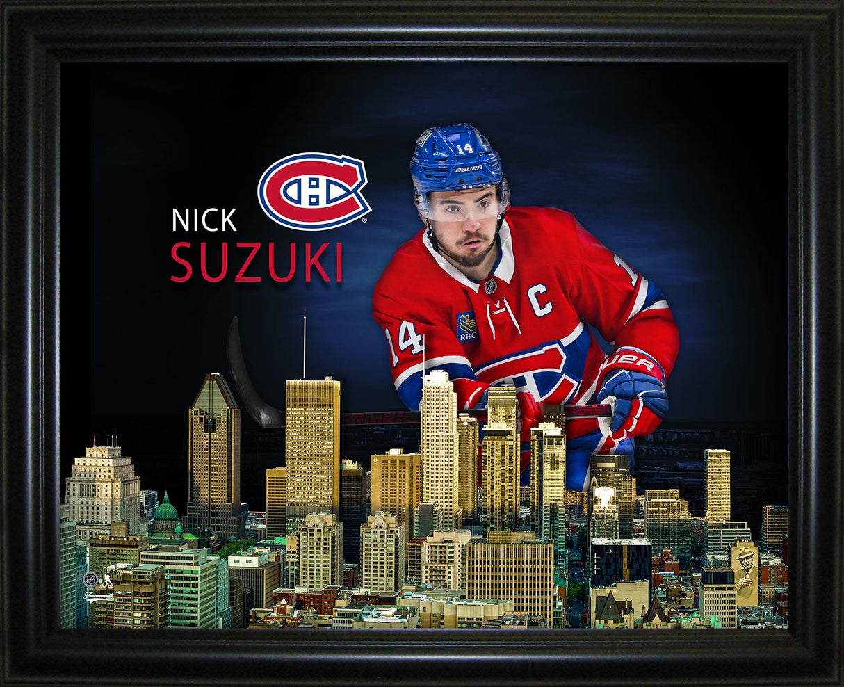 Nick Suzuki 16x20 Framed Skyline Print Montreal Canadiens