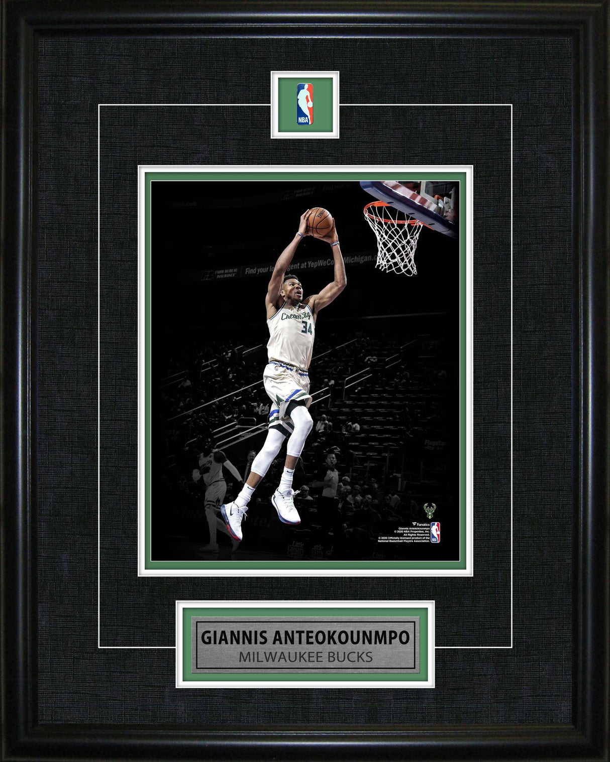 Giannis Antetokounmpo Framed Pin & Plate Bucks
