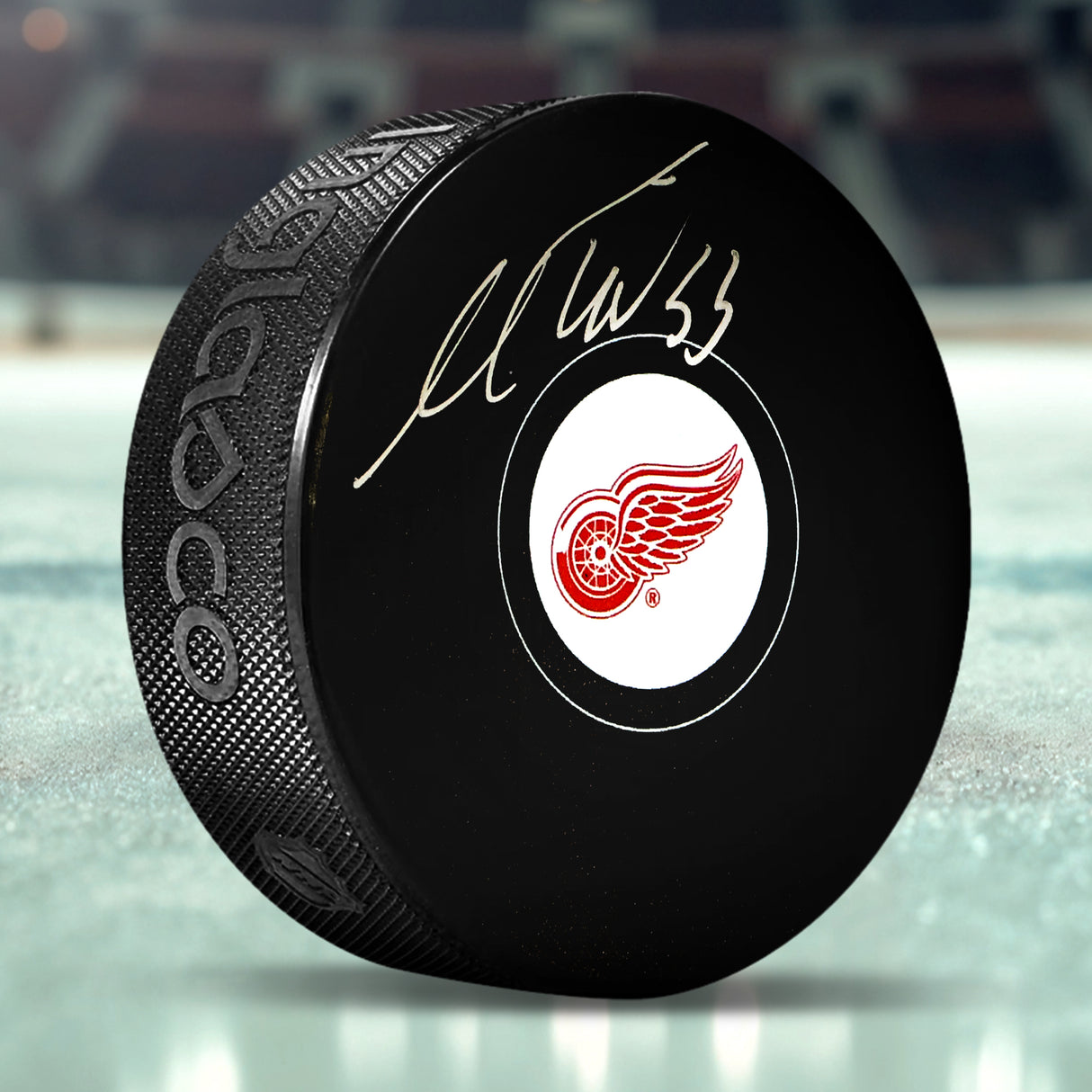Moritz Seider Detroit Red Wings Signed Hockey Puck