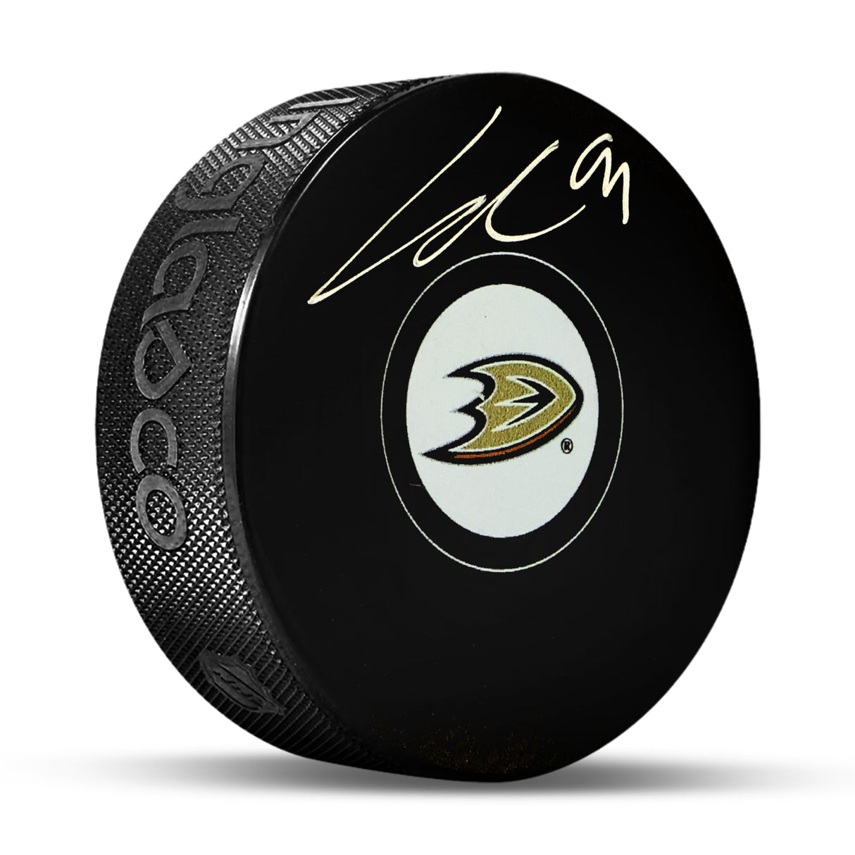 Leo Carlsson Anaheim Ducks Signed Hockey Puck