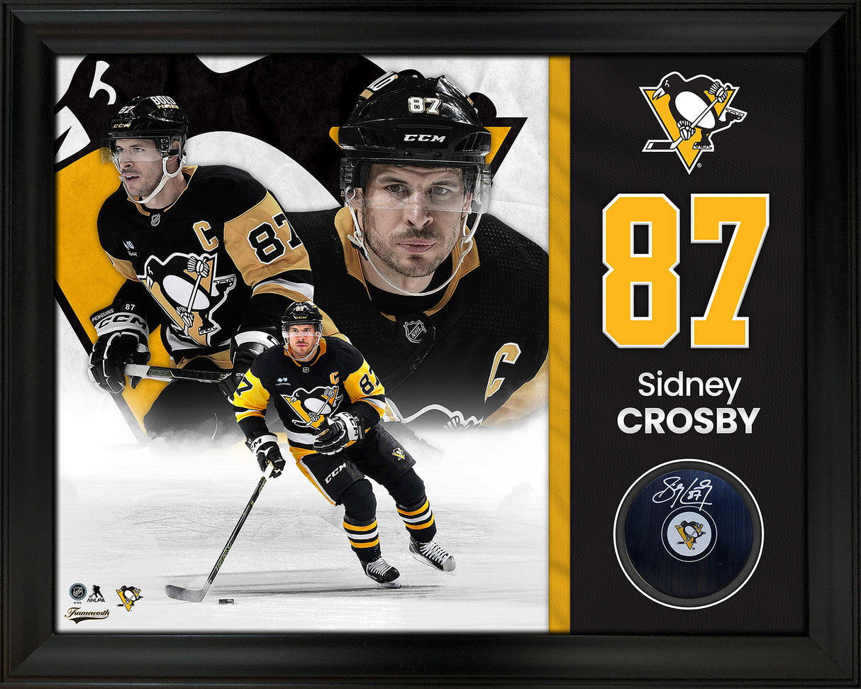 Sidney Crosby Signed Puck Framed Pittsburgh Penguins