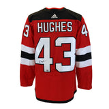 Luke Hughes New Jersey Devils Signed Red Adidas Authentic Jersey