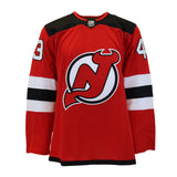 Luke Hughes New Jersey Devils Signed Red Adidas Authentic Jersey