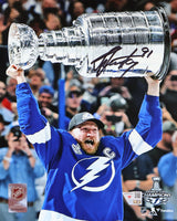 Steven Stamkos Tampa Bay Lightning 2021 Stanley Cup Champions Signed 8x10 Raising Cup Photograph