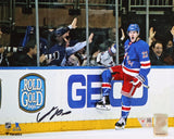 Adam Fox New York Rangers Signed 8x10 Blue Jersey Goal Celebration Photograph