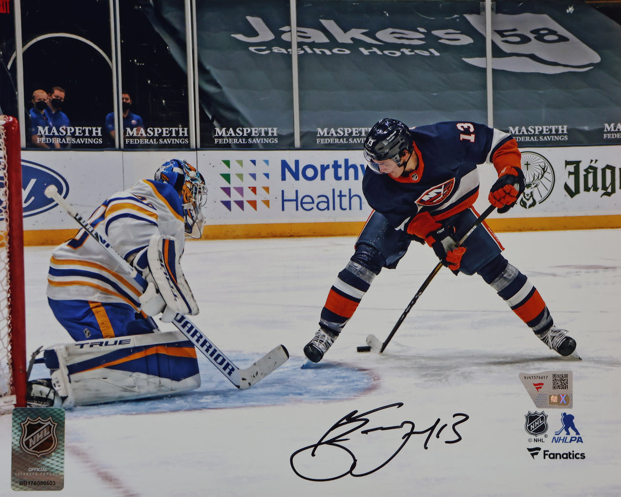 Mathew Barzal New York Islanders Signed 8x10 Goal Between Legs Photograph