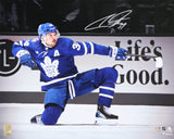 Auston Matthews Toronto Maple Leafs Signed 16x20 One Knee Celebrating Spotlight Photograph