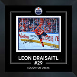 Leon Draisaitl Edmonton Oilers Signed 8x10 Orange Jersey Goal Celebration Photograph Framed